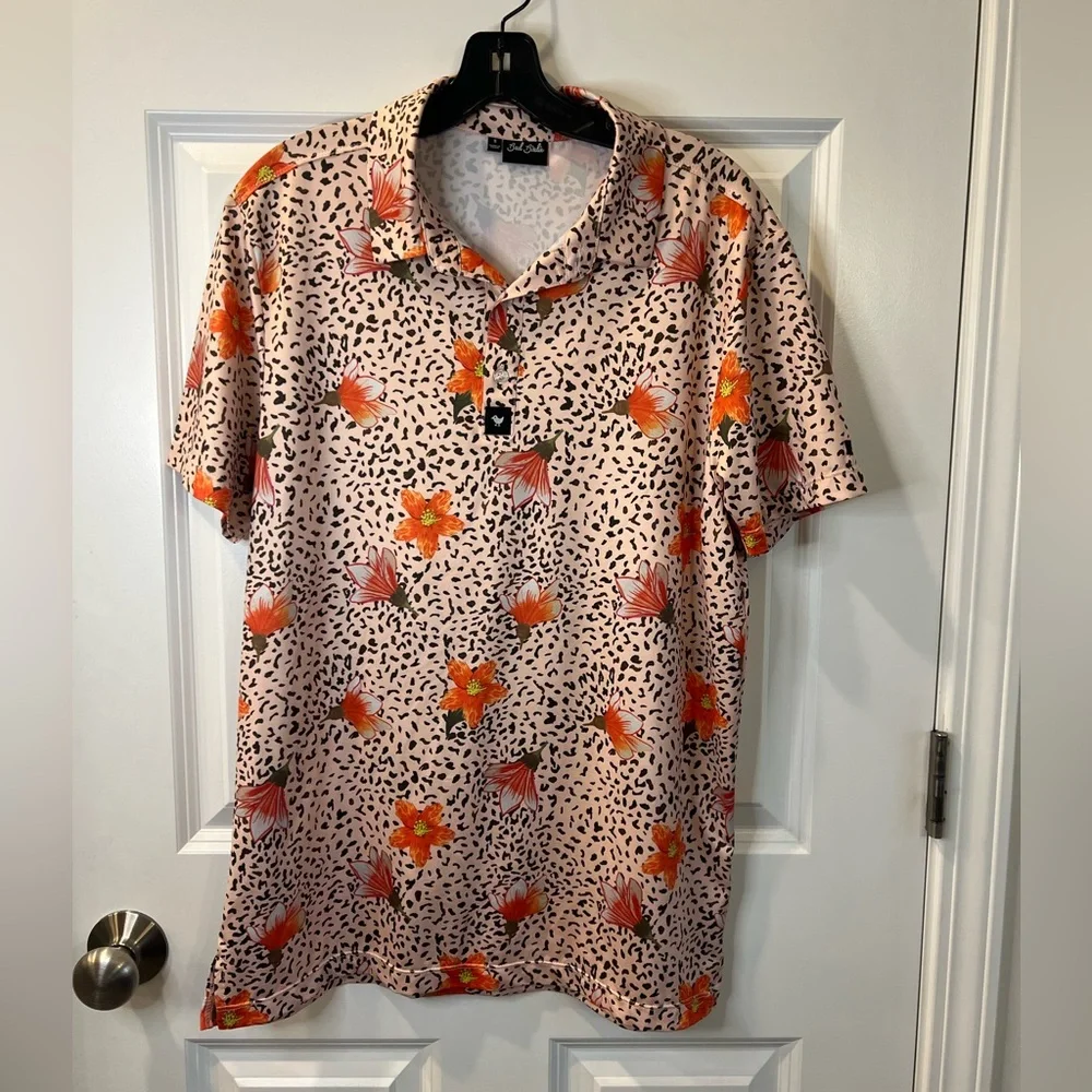 Bad Birdie Men's Casual Shirt - Pink and Orange Floral - Picture 1 of 3